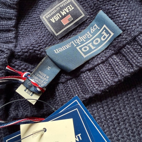 Ralph Lauren Navy Blue Crewneck Sweater 2024 Team USA ๐บ๐ธ w/ Olympic Rings NWT! - Picture 9 of 9